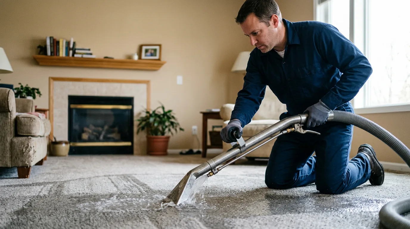 Water damage restoration technician working near Englewood, KS